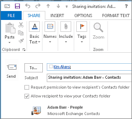 How to share contacts in Outlook 2016 and Office 365